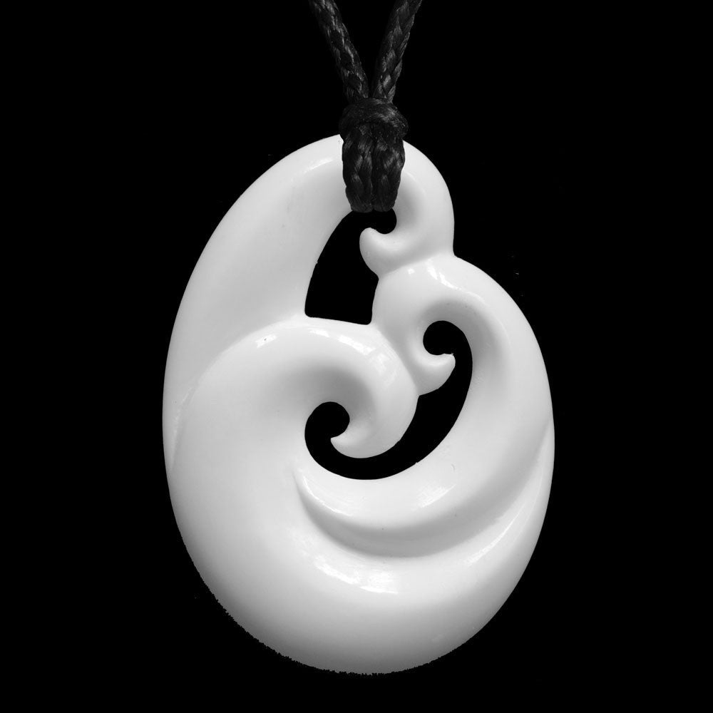 Family whanau Koru, hand crafted bone pendant - Blondies Flips Gear and Clothing