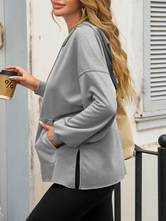 Fisoew Women's Hoodies Oversized Sweatshirts Casual Long Sleeve Side Slit Pullover Tops Fall Winter Outfits With Pocket - Blondies Flips Gear and Clothing
