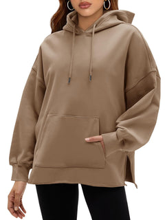 Fisoew Women's Hoodies Oversized Sweatshirts Casual Long Sleeve Side Slit Pullover Tops Fall Winter Outfits With Pocket - Blondies Flips Gear and Clothing