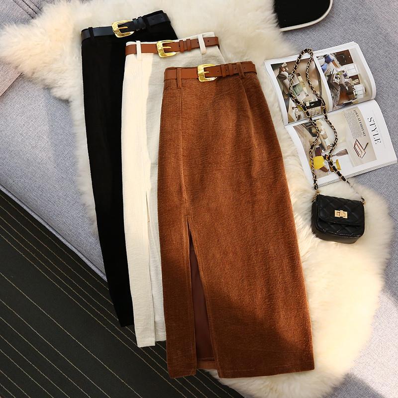 High Waist A-Line Corduroy Skirt for Women - Blondies Flips Gear and Clothing