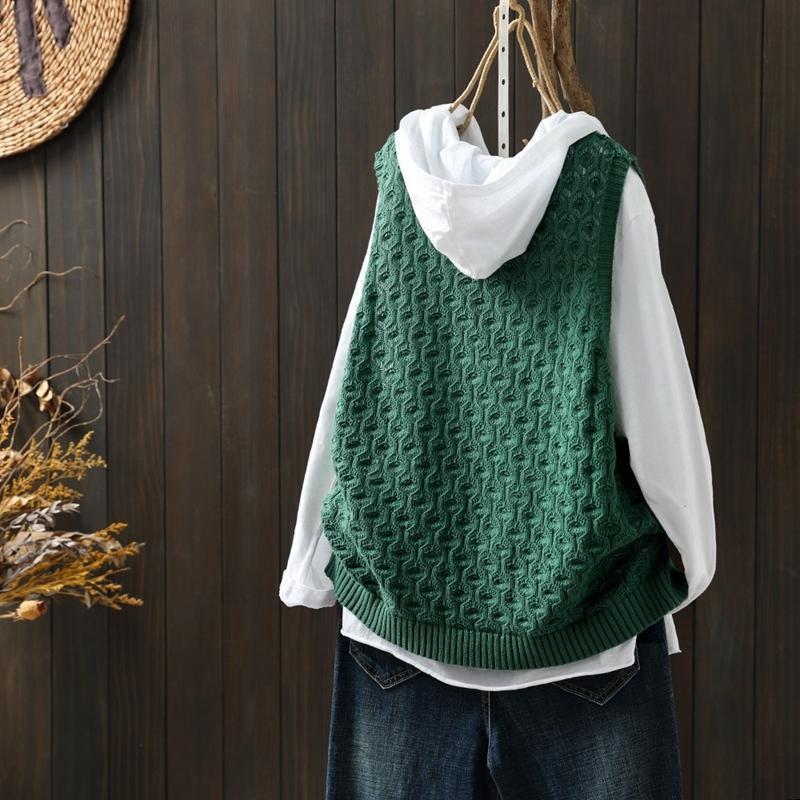 Hollow Jacquard Knitted Vest Women - Blondies Flips Gear and Clothing