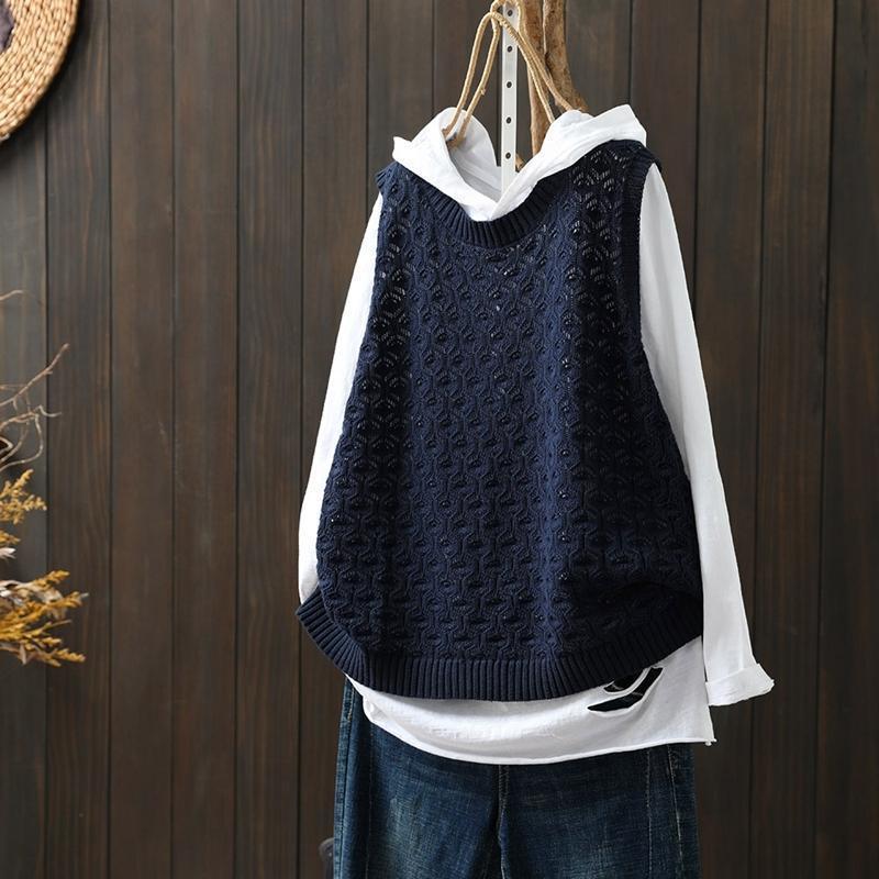 Hollow Jacquard Knitted Vest Women - Blondies Flips Gear and Clothing