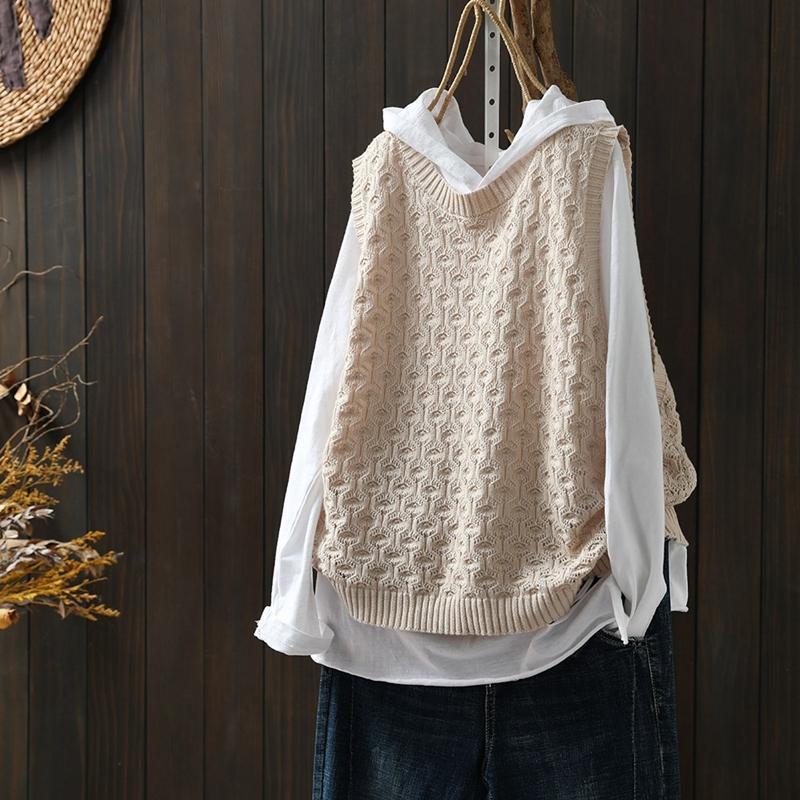 Hollow Jacquard Knitted Vest Women - Blondies Flips Gear and Clothing
