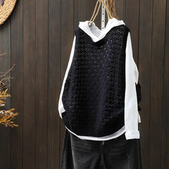 Hollow Jacquard Knitted Vest Women - Blondies Flips Gear and Clothing