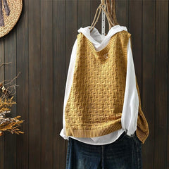 Hollow Jacquard Knitted Vest Women - Blondies Flips Gear and Clothing