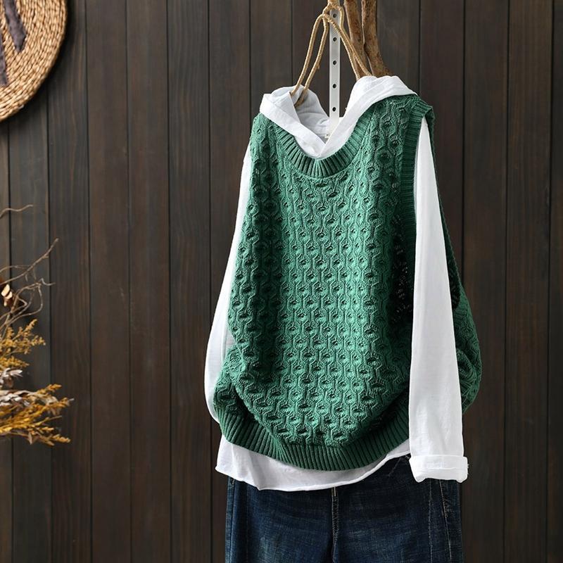 Hollow Jacquard Knitted Vest Women - Blondies Flips Gear and Clothing