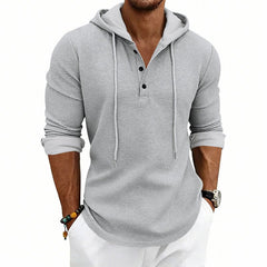 Loose - fit Retro Long - sleeve Henley Casual Sweatshirt - Blondies Flips Gear and Clothing