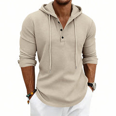 Loose - fit Retro Long - sleeve Henley Casual Sweatshirt - Blondies Flips Gear and Clothing