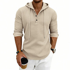 Loose - fit Retro Long - sleeve Henley Casual Sweatshirt - Blondies Flips Gear and Clothing