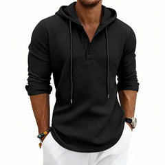 Loose - fit Retro Long - sleeve Henley Casual Sweatshirt - Blondies Flips Gear and Clothing