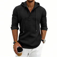 Loose - fit Retro Long - sleeve Henley Casual Sweatshirt - Blondies Flips Gear and Clothing
