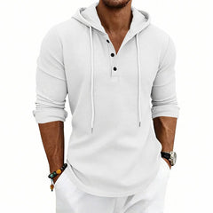 Loose - fit Retro Long - sleeve Henley Casual Sweatshirt - Blondies Flips Gear and Clothing