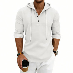 Loose - fit Retro Long - sleeve Henley Casual Sweatshirt - Blondies Flips Gear and Clothing