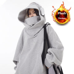 Loose High Collar Fleece Lined Hoodie - Blondies Flips Gear and Clothing
