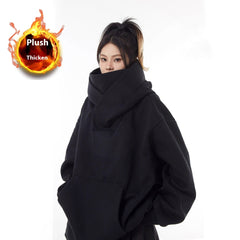 Loose High Collar Fleece Lined Hoodie - Blondies Flips Gear and Clothing