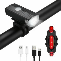 USB Rechargeable LED Bicycle Headlight Bike Head Light Cycling Rear Front Lamp Bike Light Rainproof USB Rechargeable LED bicycle Light - Blondies Flips Gear and Clothing