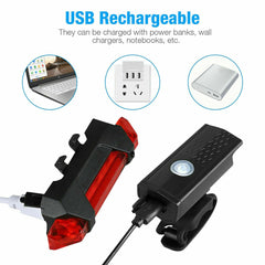 USB Rechargeable LED Bicycle Headlight Bike Head Light Cycling Rear Front Lamp Bike Light Rainproof USB Rechargeable LED bicycle Light - Blondies Flips Gear and Clothing