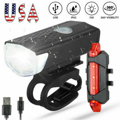 USB Rechargeable LED Bicycle Headlight Bike Head Light Cycling Rear Front Lamp Bike Light Rainproof USB Rechargeable LED bicycle Light - Blondies Flips Gear and Clothing