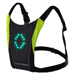 USB Rechargeable Reflective Vest Backpack with LED Turn Signal Light Remote Control Outdoor Sport Safety Bag Gear for Cycling - Blondies Flips Gear and Clothing