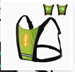 USB Rechargeable Reflective Vest Backpack with LED Turn Signal Light Remote Control Outdoor Sport Safety Bag Gear for Cycling - Blondies Flips Gear and Clothing