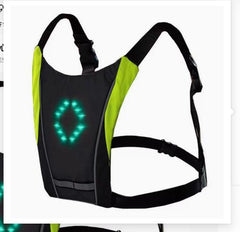 USB Rechargeable Reflective Vest Backpack with LED Turn Signal Light Remote Control Outdoor Sport Safety Bag Gear for Cycling - Blondies Flips Gear and Clothing